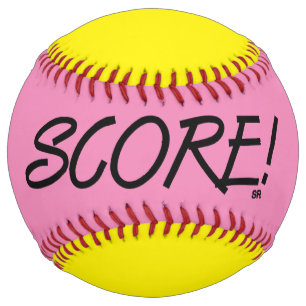 Balle De Softball Score rose et jaune softball