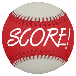 Balle De Softball Score rouge et gris softball