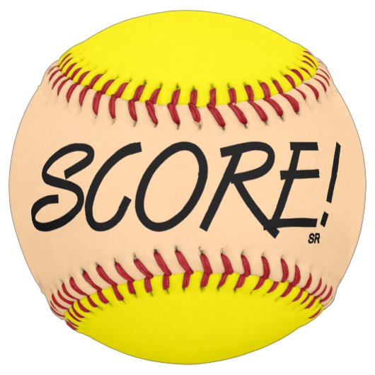 Balle De Softball Score tan et jaune softball (Devant)