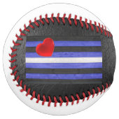 Balle De Softball SlipperyJoe's cuir drapeau orgueil noir bleu royal (Devant gauche)