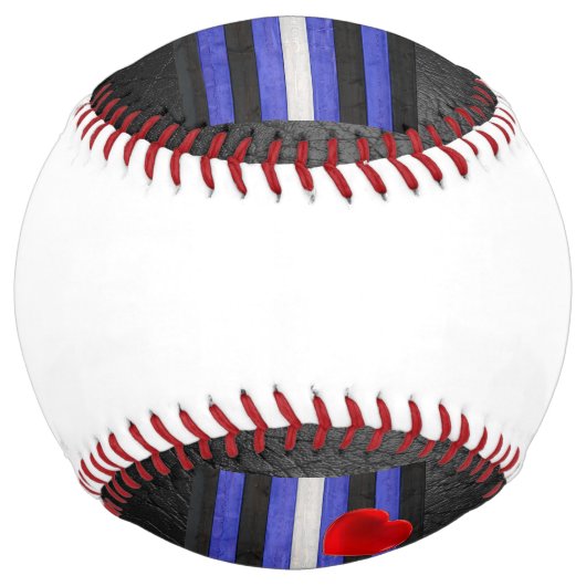 Balle De Softball SlipperyJoe's cuir drapeau orgueil noir bleu royal (Dos)