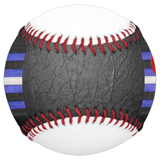 Balle De Softball SlipperyJoe's cuir drapeau orgueil noir bleu royal (Devant)