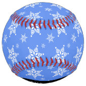 Balle De Softball Snowflakes blanc, Bleu, Votre nom, Personnaliser (Dos)
