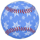 Balle De Softball Snowflakes blanc, Bleu, Votre nom, Personnaliser (Devant)