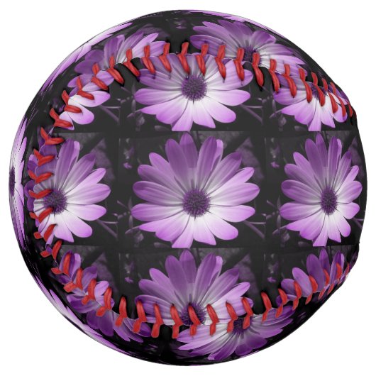 Balle De Softball Softball à fleurs violettes (Devant gauche)