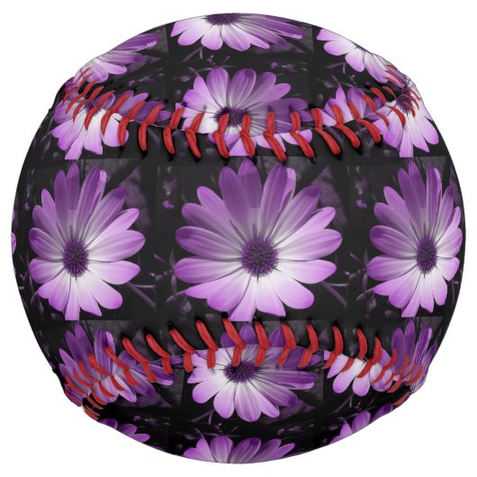 Balle De Softball Softball à fleurs violettes (Devant)