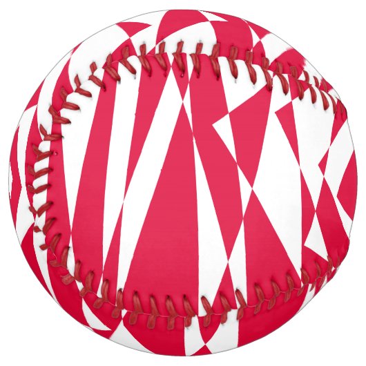Balle De Softball Softball Abstrait blanc et rouge - Unique (Devant gauche)