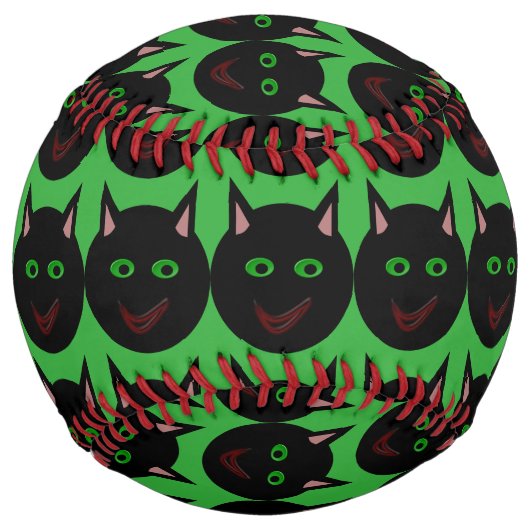 Balle De Softball Softball Chat Noir Halloween (Devant)
