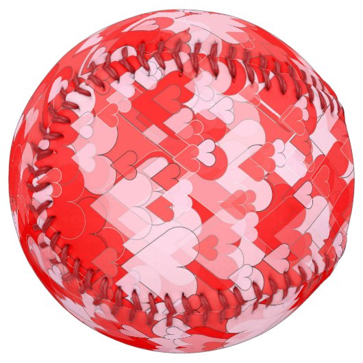 Balle De Softball Softball Coeurs rose et rouge (Devant gauche)