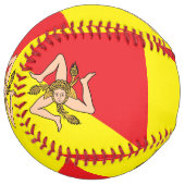 Balle De Softball Softball patriotique avec drapeau de la Sicile, It (Devant gauche)