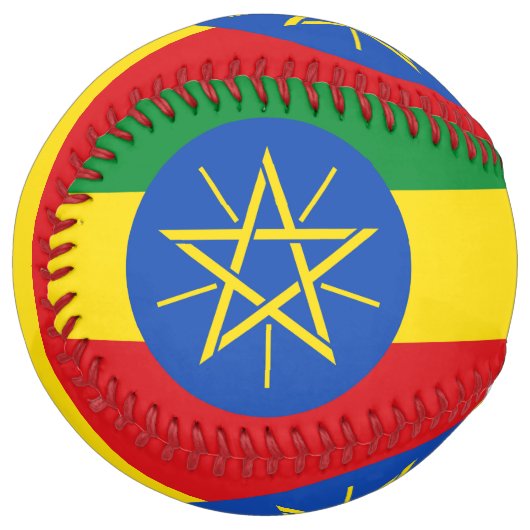 Balle De Softball Softball patriotique avec drapeau d'Ethiopie (Devant gauche)