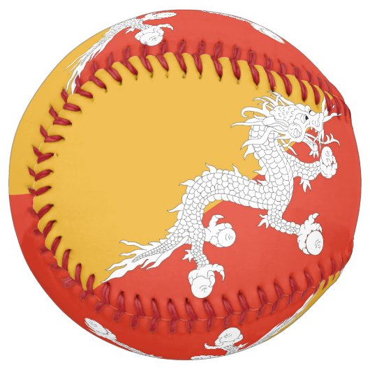 Balle De Softball Softball patriotique avec drapeau du Bhoutan (Devant gauche)