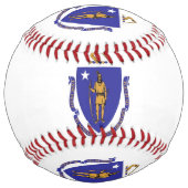 Balle De Softball Softball patriotique avec drapeau du Massachusetts (Dos)