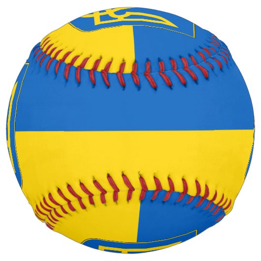Balle De Softball Softball patriotique avec drapeau d'Ukraine (Devant)