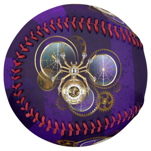 Balle De Softball Spider Steampunk sur Arrière - plan pourpre (Devant gauche)