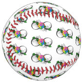 Balle De Softball Symbole d'infini avec Rose arc-en-ciel (Devant gauche)