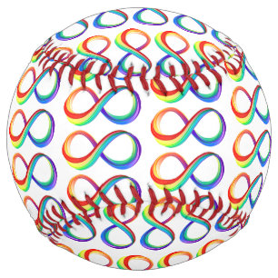 Balle De Softball Symbole d'infinité arc-en-ciel stratifié