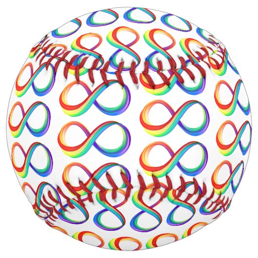 Balle De Softball Symbole d'infinité arc-en-ciel stratifié (Devant)