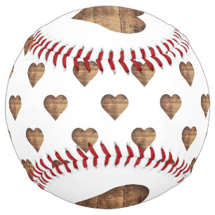 Balle De Softball Symétrique Grand coeur en bois Brown rustique