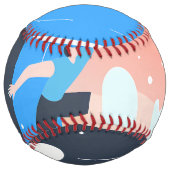 Balle De Softball Symmetrical Abstract Pattern in Purple and White (Dos)