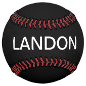 Balle De Softball Texte éditable moderne | Noir & Blanc (Dos)