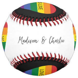 Balle De Softball Texte personnalisé Amour arc-en-ciel