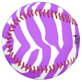 Balle De Softball Tigre violet blanc rayures softball (Devant gauche)