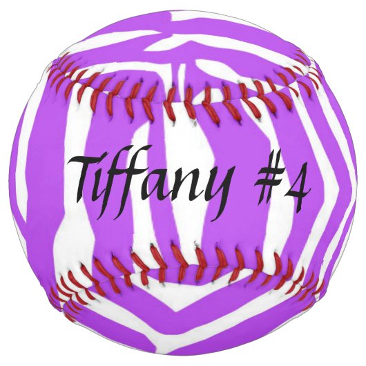 Balle De Softball Tigre violet blanc rayures softball (Devant)