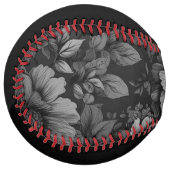 Balle De Softball Tons de gris floral (Devant gauche)