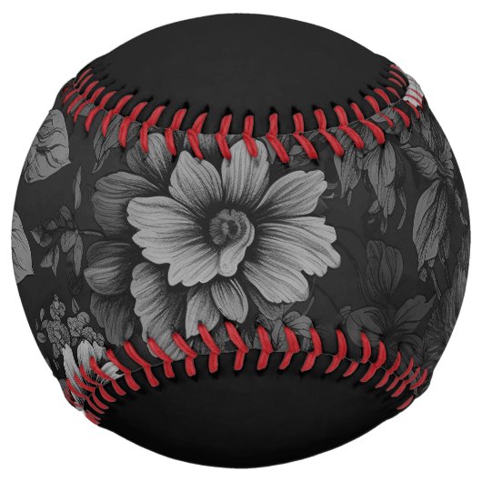 Balle De Softball Tons de gris floral (Devant)