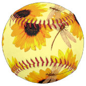 Balle De Softball Tournesols Et libellules, (Dos)
