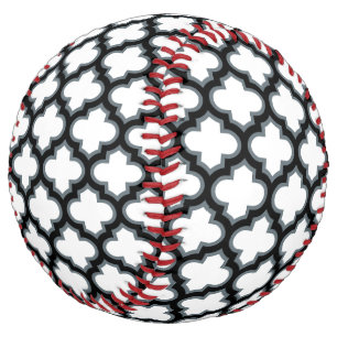 Balle De Softball Trellis blanc et noir, treillis, Quatrefoil