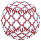 Balle De Softball Trellis blanc et rouge, treillis, Quatrefoil (Dos)