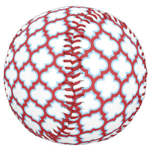 Balle De Softball Trellis blanc et rouge, treillis, Quatrefoil
