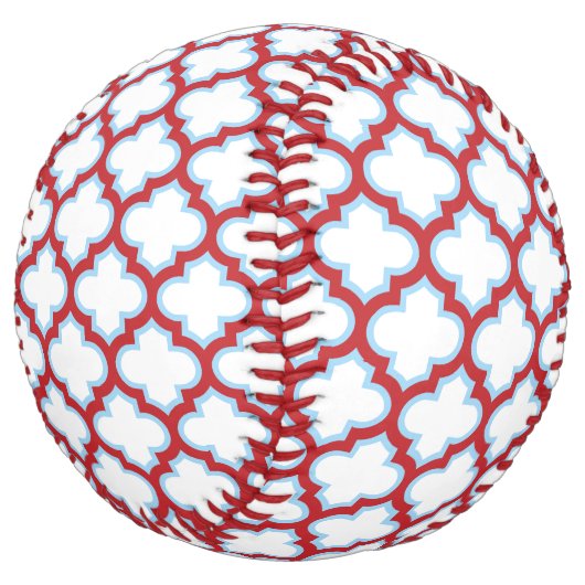 Balle De Softball Trellis blanc et rouge, treillis, Quatrefoil (Incliné)