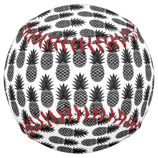 Balle De Softball Trendy Tropical Black and White Pineappy Motif (Devant)