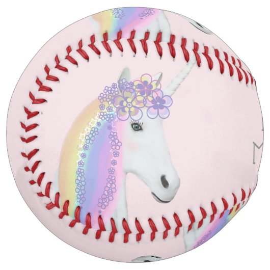 Balle De Softball Unicorne rose Rainbow Girls Personalized Softball (Dos Droit)