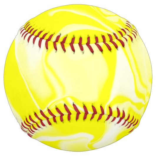 Balle De Softball Vagues jaunes et blanches (Devant)