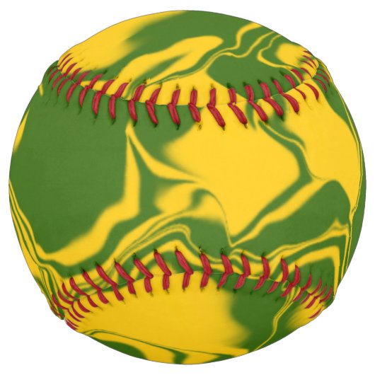Balle De Softball Vagues vertes et dorées (Devant)
