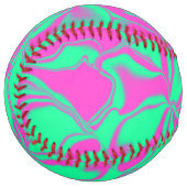 Balle De Softball Vagues vertes et roses (Devant gauche)