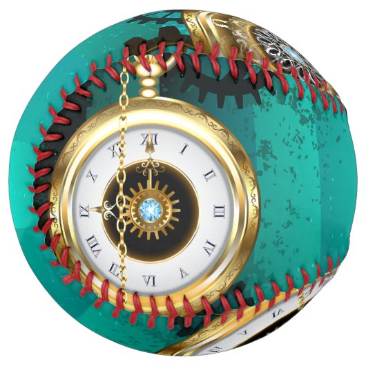 Balle De Softball Veille bijoux Steampunk sur un Arrière - plan vert (Devant gauche)
