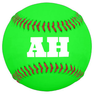 Balle De Softball Vert néon Élégant Monogramme de couleur initiale C