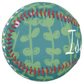 Balle De Softball Vignes Abstraites vertes Motif personnalisé (Devant gauche)