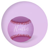Balle De Softball Violet violet et script blanc personnalisé