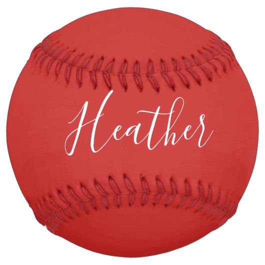 Balle De Softball Votre script blanc personnalisé en rouge (Devant)