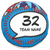 Balle De Softball WHAM Nom de l'équipe personnalisée Numéro de l'équ (Devant gauche)