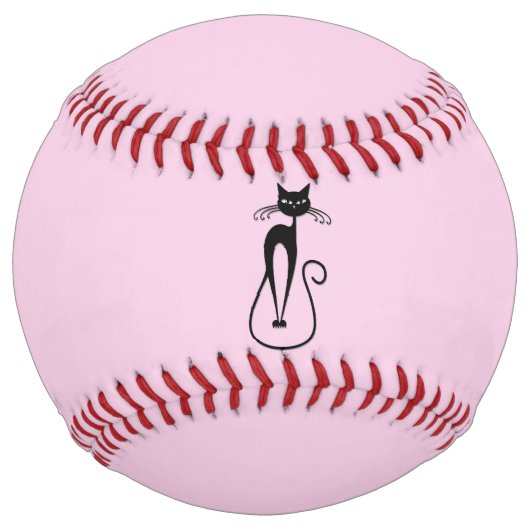 Balle De Softball Whimsical Skinny Chat noir rose (Devant)