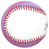 Balle De Softball Zebra Abstract | Cute Pink Purple monogram (Devant gauche)