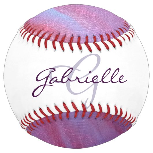 Balle De Softball Zebra Abstract | Cute Pink Purple monogram (Devant)