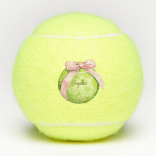Balle de tennis verte ruban rose